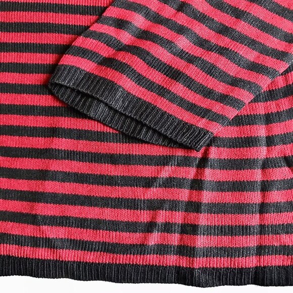 Sag Harbor Women’s Size Large Red & Black Striped Long Sleeve Top Shirt - Picture 3 of 6